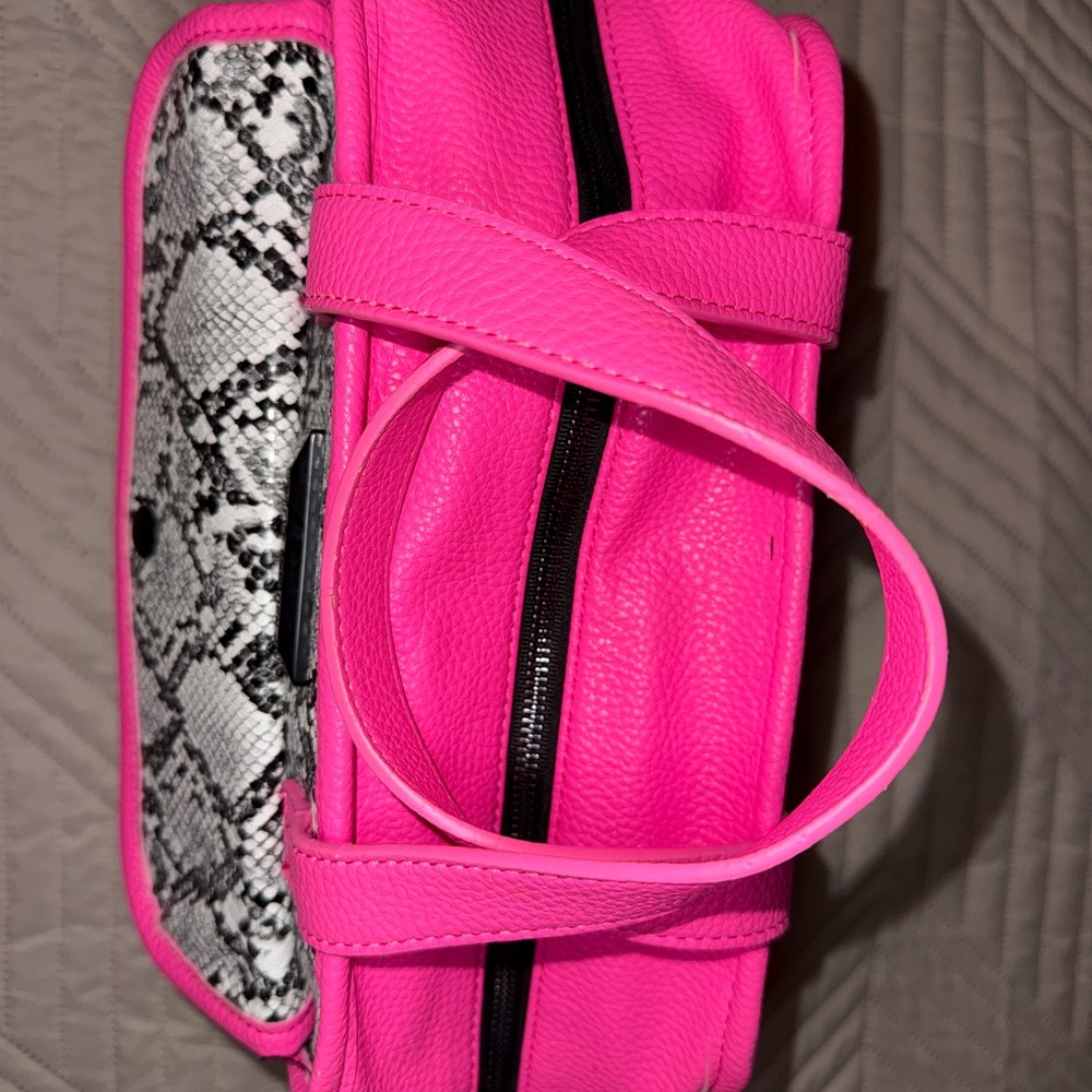 Steve Madden Pink and Black Snakeskin Tote - Picture 5 of 12